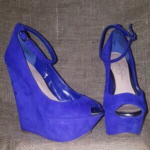 Jessica Simpson, Size 6, Purpleish, Ankle Strap, Platform, Wedges